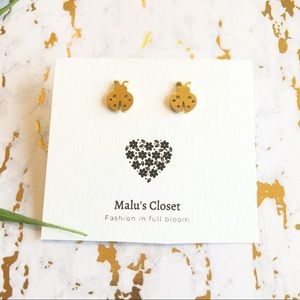Minimalist Stainless Steel Cute Gold Studs Earrings Natural Ladybug Earrings